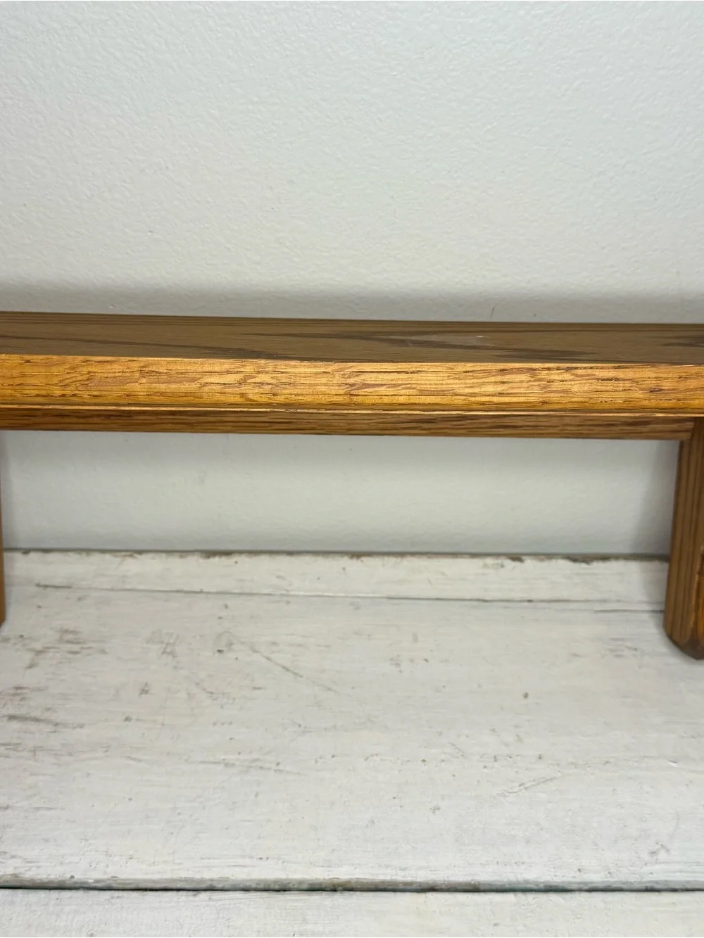 Vintage Oak Wall Shelf Farmhouse Display Ledge Rustic Country Decor, Scallop Bra